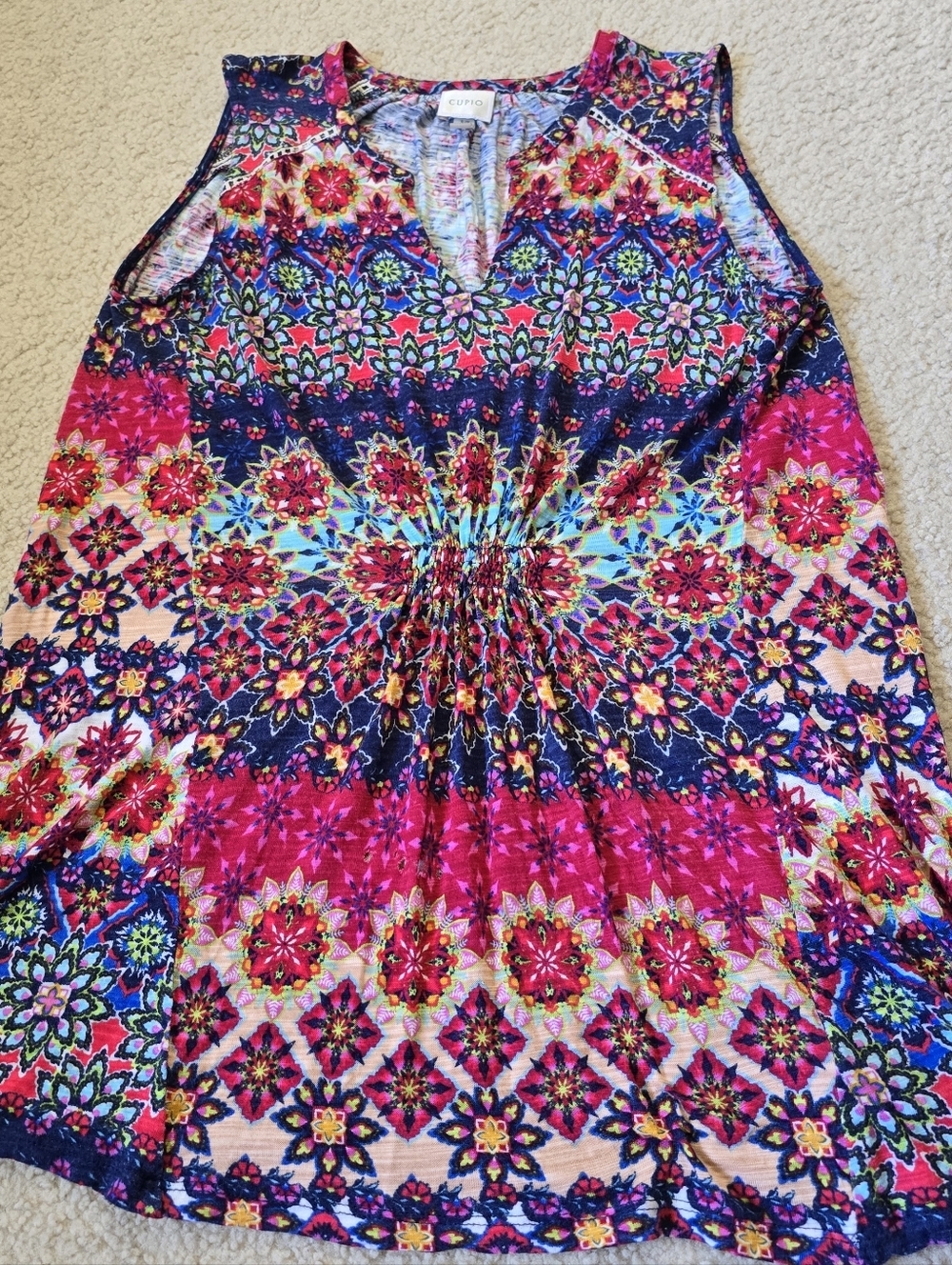 Cupio 100% Viscose Colorful Sleeveless Blouse Womens Size Small
